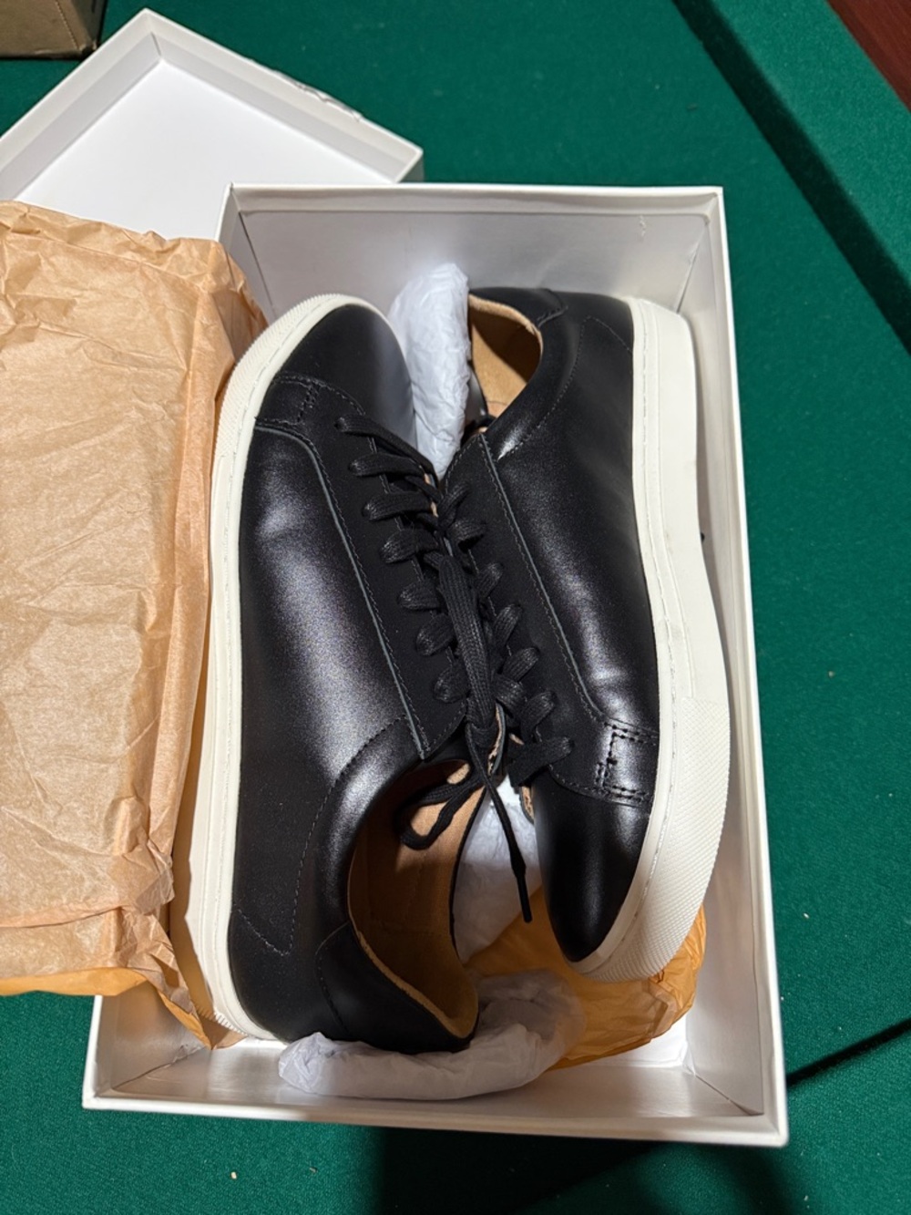 Quince Black Leather Low-Top Sneakers with White Soles - Picture 3 of 7